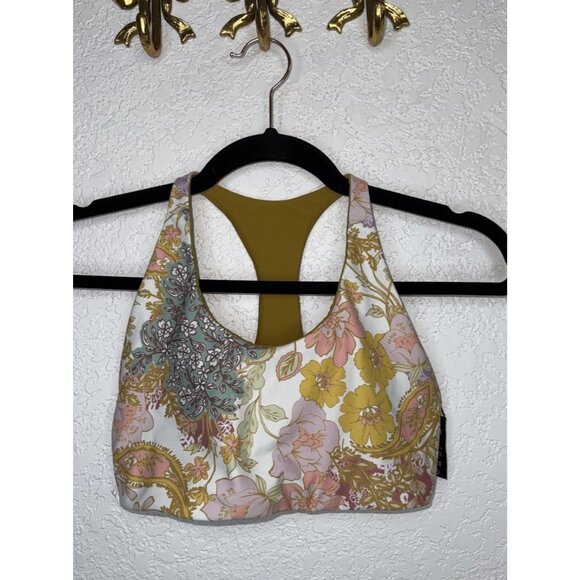 Beach Riot Sport Women's Size Small/XS Reversible Floral Sports Bra Racerback K - Picture 1 of 4